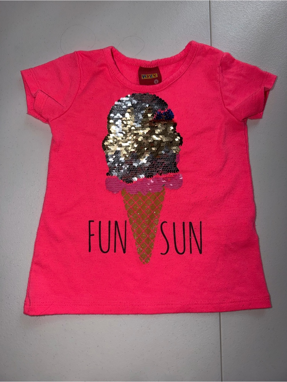 Kids Pink sequin ice cream graphic tee size 1 T0123